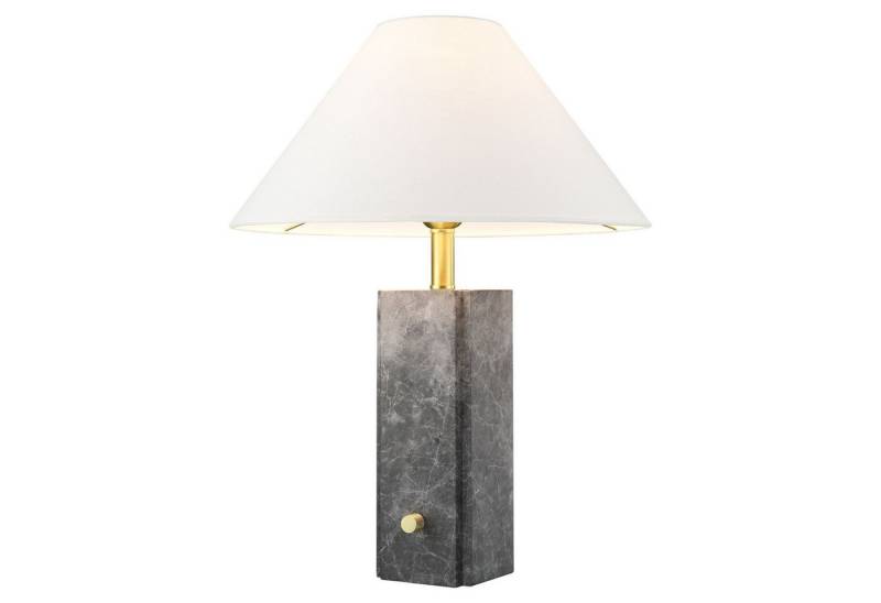 Licht-Erlebnisse Nachttischlampe MANDRA, ohne Leuchtmittel, Marmor Stoff Metall E27 50 cm in Grau Weiß Messing Licht-Erlebnisse Nachttischlampe MANDRA, ohne Leuchtmittel, Marmor Stoff Metall E27 50 cm in Grau Weiß Messing von Licht-Erlebnisse