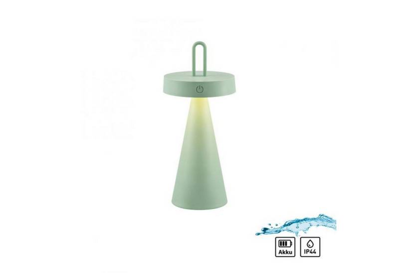 Licht-Erlebnisse Nachttischlampe MERLUM, LED fest integriert, Warmweiß, LED dimmbar Touch rund D: 12,8 cm 28,9 cm hoch IP44 Grün 130 lm von Licht-Erlebnisse
