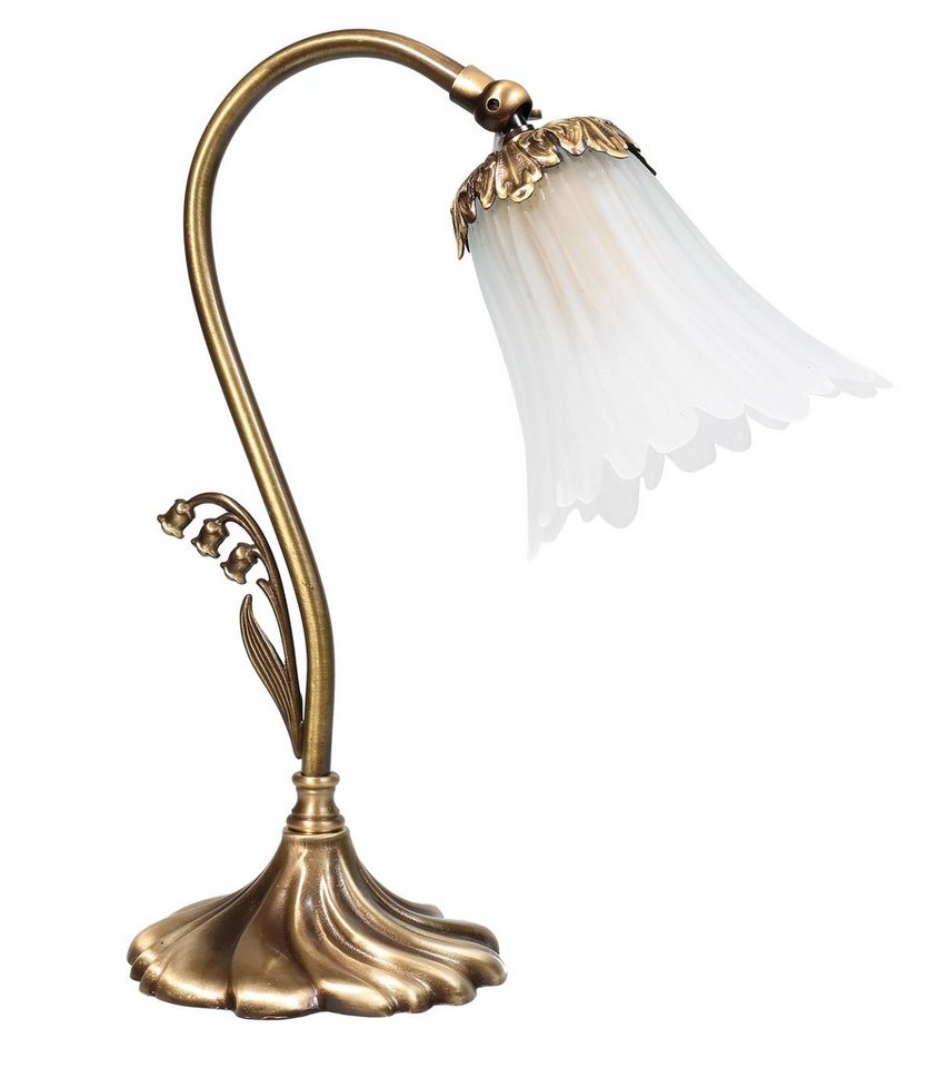 Licht-Erlebnisse Nachttischlampe TABLE LAMP, ohne Leuchtmittel, Tischlampe Messing floral NachtTischlampe E14 Lampe von Licht-Erlebnisse