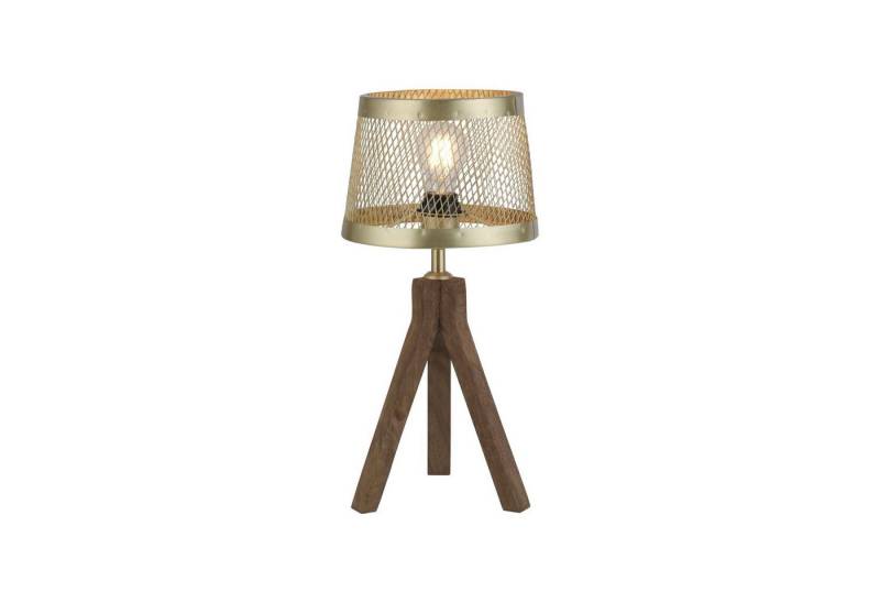 Licht-Erlebnisse Nachttischlampe TAVLIS, ohne Leuchtmittel, Holz Metall E27 D: 22 cm rund 44 cm hoch Tripod in Messing Matt Licht-Erlebnisse Nachttischlampe TAVLIS, ohne Leuchtmittel, Holz Metall E27 D: 22 cm rund 44 cm hoch Tripod in Messing Matt von Licht-Erlebnisse