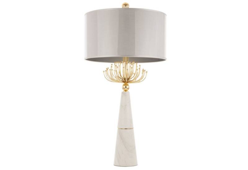 Licht-Erlebnisse Nachttischlampe VILETA, ohne Leuchtmittel, Marmor Metall Stoff 81 cm hoch in Weiß Grau Gold 2x E27 Modern Licht-Erlebnisse Nachttischlampe VILETA, ohne Leuchtmittel, Marmor Metall Stoff 81 cm hoch in Weiß Grau Gold 2x E27 Modern von Licht-Erlebnisse