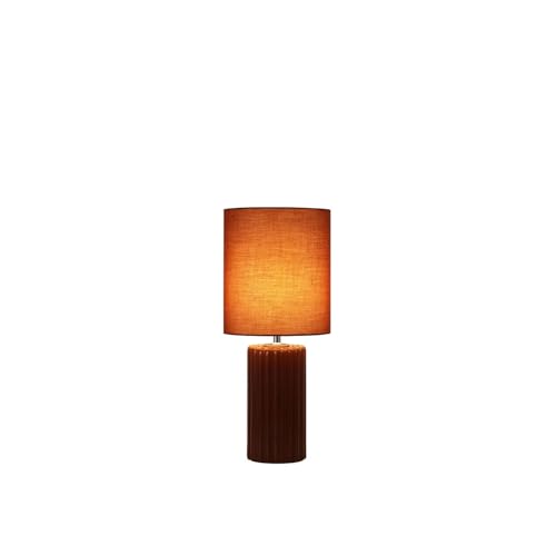 Licht-Erlebnisse Nachttischleuchte Keramik Stoff Orange Wohnzimmer Büro 51 cm groß E14 mit Schalter blendarm wohnlich gemütliche Tischlampe Modern WILRIAL von Licht-Erlebnisse