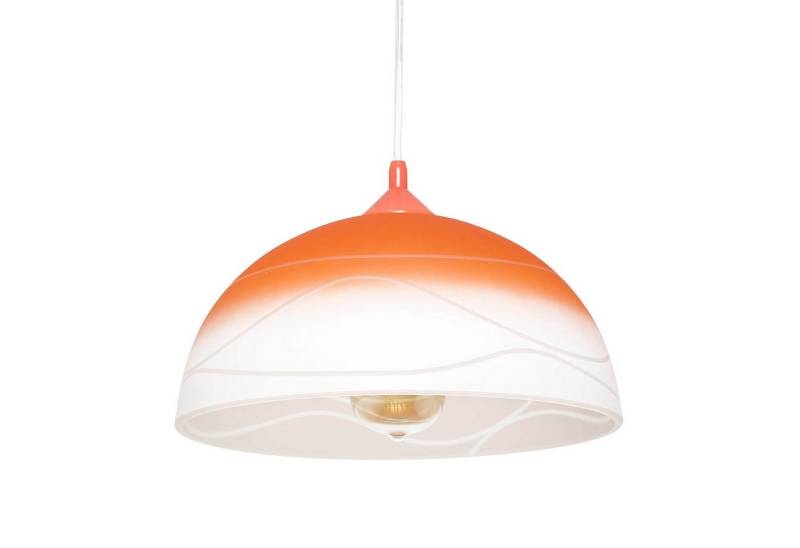 Licht-Erlebnisse Pendelleuchte ADANIA, ohne Leuchtmittel, Hängeleuchte Esstisch Orange Weiß Retro Hängelampe von Licht-Erlebnisse