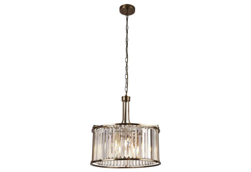 Licht-Erlebnisse Pendelleuchte ADRIAN, ohne Leuchtmittel, Glas Metall Ø 50 cm 5-flammig E27 in Messing Antik Klar/Transparent von Licht-Erlebnisse