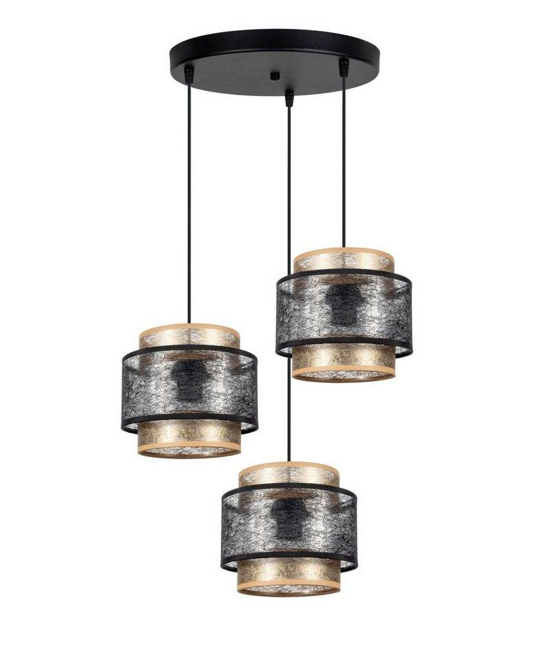 Licht-Erlebnisse Pendelleuchte AIGLIN, ohne Leuchtmittel, Metall Stoff E27 B: 38 cm H: max. 108 cm in Schwarz Gold 3-flammig Licht-Erlebnisse Pendelleuchte AIGLIN, ohne Leuchtmittel, Metall Stoff E27 B: 38 cm H: max. 108 cm in Schwarz Gold 3-flammig von Licht-Erlebnisse