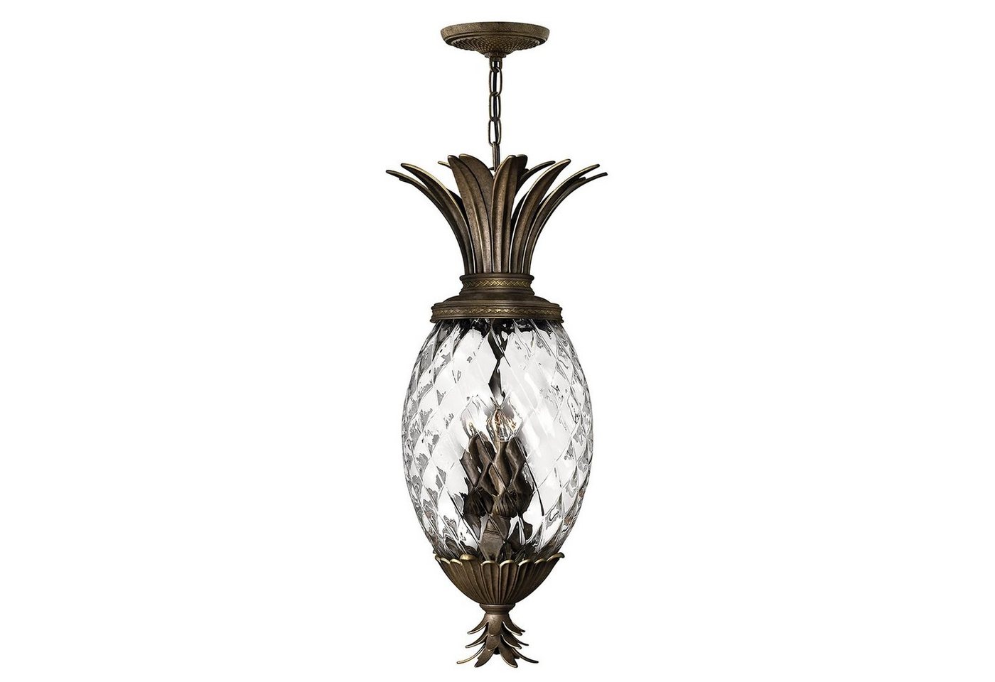 Licht-Erlebnisse Pendelleuchte ANABELL 8, ohne Leuchtmittel, Hängelampe E14 Bronze Glas Metall Floral Hängeleuchte Esszimmer von Licht-Erlebnisse