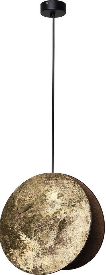 Licht-Erlebnisse Pendelleuchte APDAILA, ohne Leuchtmittel, Hängelampe Holz in Gold Modern E27 kunstvoll Esszimmer von Licht-Erlebnisse