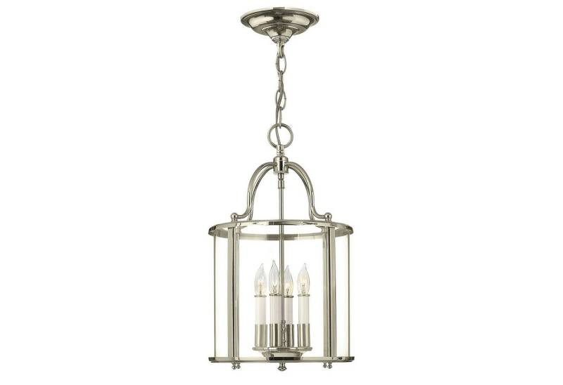 Licht-Erlebnisse Pendelleuchte AVELINE, ohne Leuchtmittel, Hängelampe E14 Nickel Glas Metall Jugendstil Hängeleuchte innen von Licht-Erlebnisse