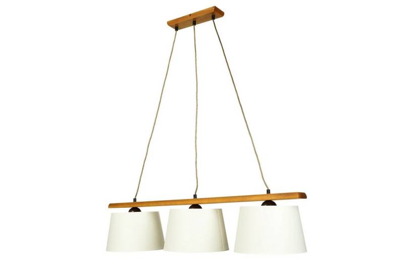 Licht-Erlebnisse Pendelleuchte BEVERELY, ohne Leuchtmittel, Hängeleuchte Esstisch Stoff Holz Braun E27 Hängelampe von Licht-Erlebnisse