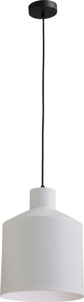 Licht-Erlebnisse Pendelleuchte BORIS, ohne Leuchtmittel, Hängeleuchte Weiß Schwarz E27 Ø 27,5 cm Metall Industrie Design von Licht-Erlebnisse