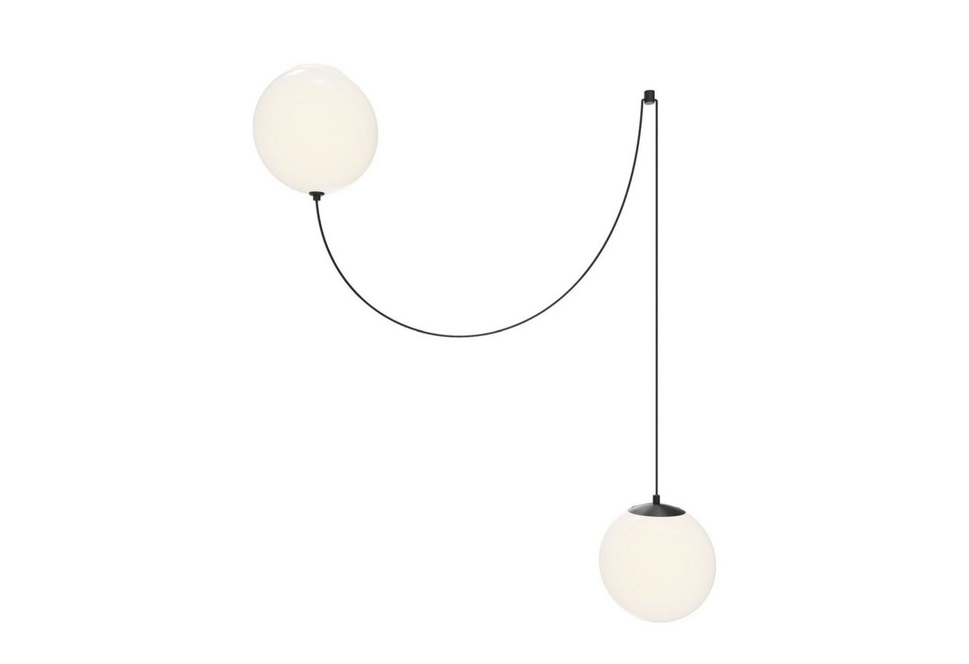 Licht-Erlebnisse Pendelleuchte BRIVO, LED fest integriert, Warmweiß, Metall Glas LED 20 cm breit H: max. 300 cm Schwarz Weiß 1400 lm von Licht-Erlebnisse