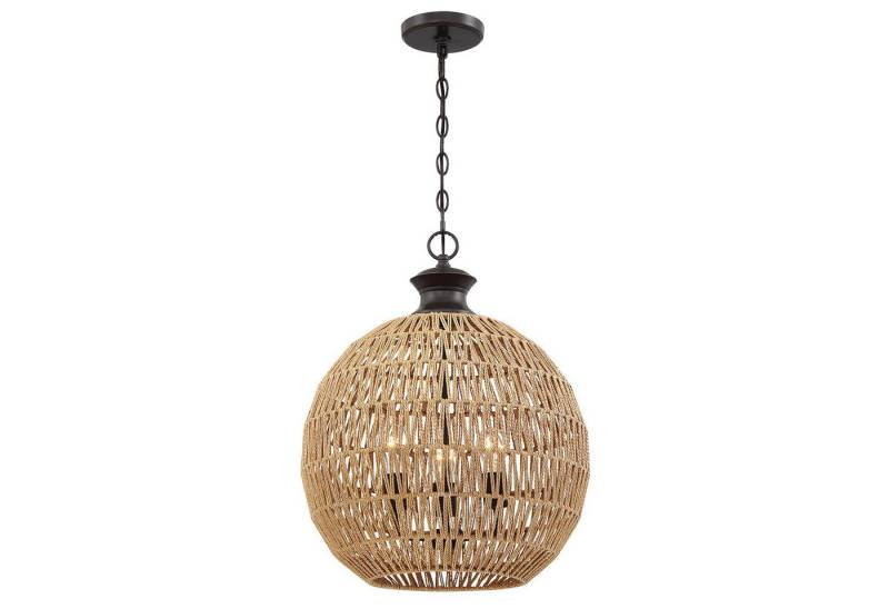 Licht-Erlebnisse Pendelleuchte DILAN, ohne Leuchtmittel, Seil E27 D: 46,5 cm H: max. 251,4 cm in Bronze Antik Natur Modern von Licht-Erlebnisse