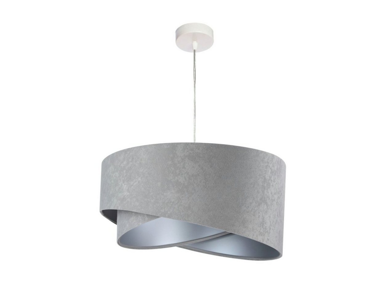 Licht-Erlebnisse Pendelleuchte MADAN, ohne Leuchtmittel, Hängelampe Esstisch Grau Silber Stoff Modern Esszimmerlampe E27 von Licht-Erlebnisse