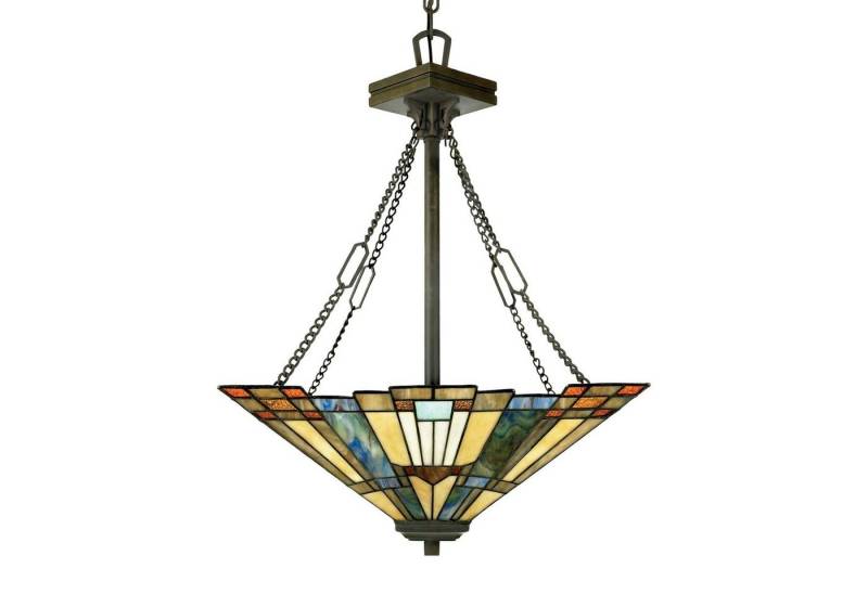 Licht-Erlebnisse Pendelleuchte ETERNO 6, ohne Leuchtmittel, Hängeleuchte Esszimmer Esstisch Gelb Bronze E27 Glas Metall Tiffany von Licht-Erlebnisse