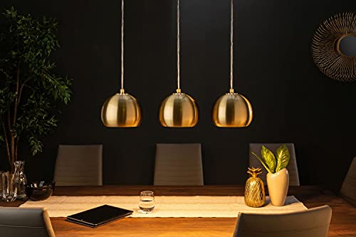 Licht-Erlebnisse Pendelleuchte aus Metall in Gold 3-flammig E27 B:65cm für Esszimmer Esstisch Küche Retro Design Hängelampe für Innen Hängeleuchte Decke von Licht-Erlebnisse