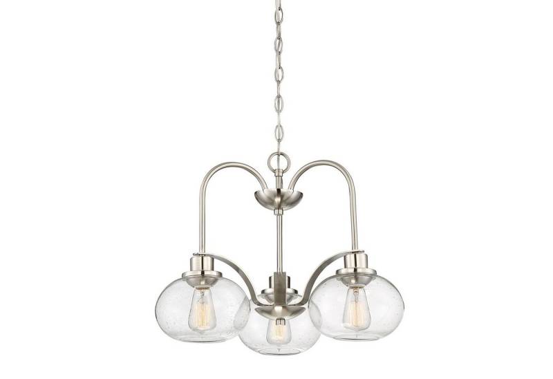 Licht-Erlebnisse Pendelleuchte FELI, ohne Leuchtmittel, Hängelampe E27 Nickel Glas Metall Industrial Hängeleuchte Esszimmer von Licht-Erlebnisse