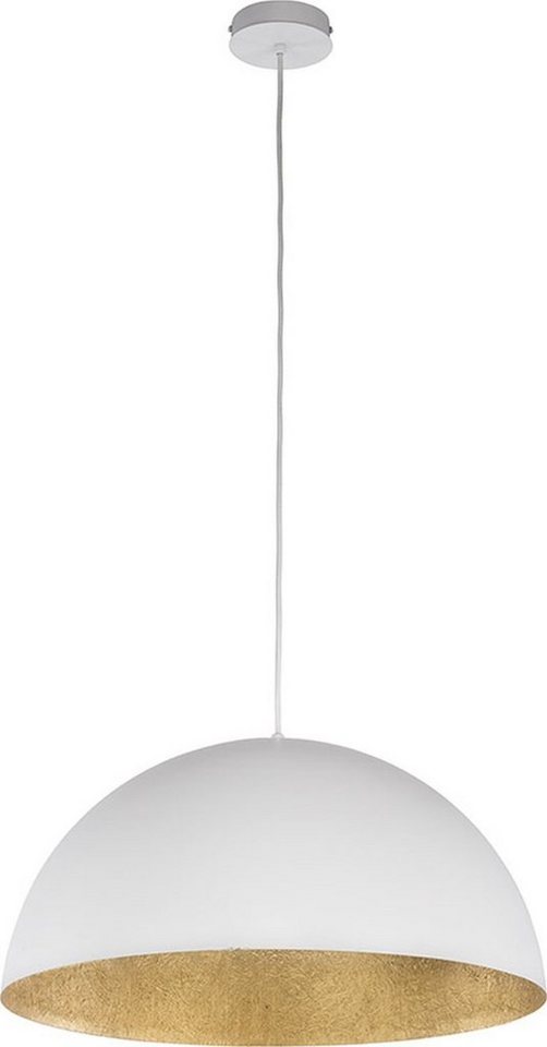 Licht-Erlebnisse Pendelleuchte FERRA, ohne Leuchtmittel, Runde Hängelampe Weiß Gold 35 cm E27 elegant Esszimmer Esstisch von Licht-Erlebnisse