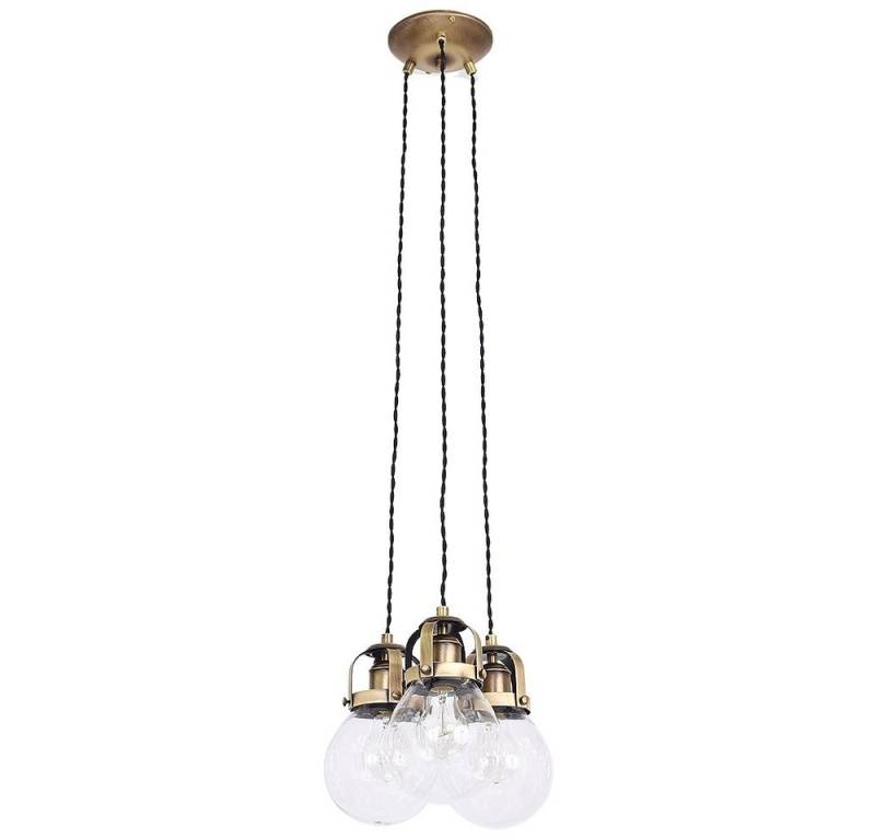 Licht-Erlebnisse Pendelleuchte FRESCO, ohne Leuchtmittel, Hängelampe Esszimmer Esstisch Messing E27 Glas Metall Industrie Design von Licht-Erlebnisse