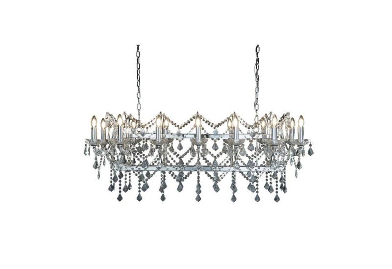 Licht-Erlebnisse Pendelleuchte HILLMEDA, ohne Leuchtmittel, Metall H: max. 124 cm Chrom E14 länglich Klassisch von Licht-Erlebnisse