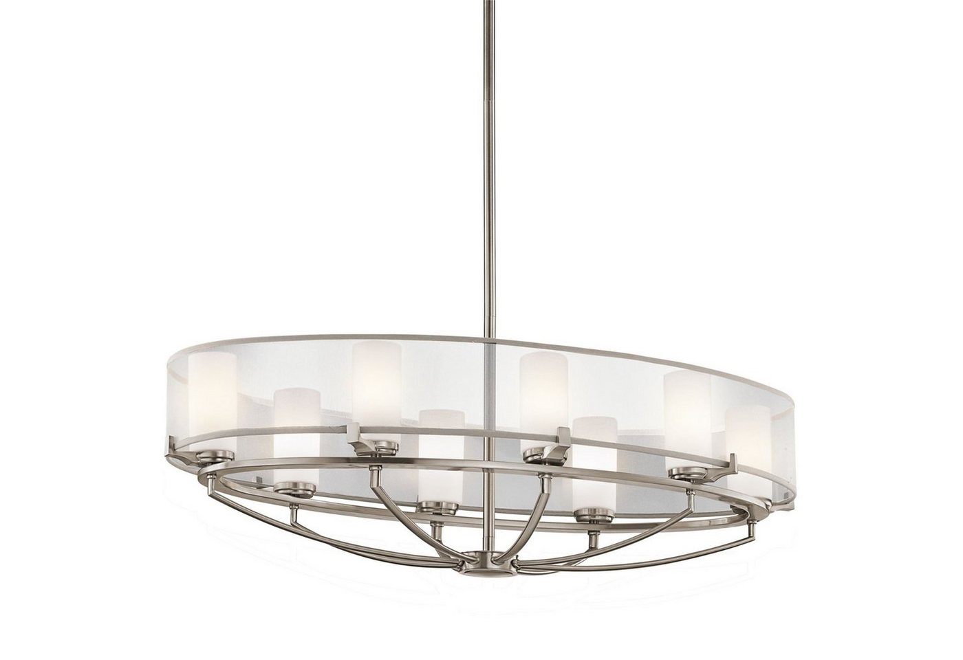 Licht-Erlebnisse Pendelleuchte HIRA, LED wechselbar, Warmweiß, Hängeleuchte Zinn G9 3000 K 2560 lm Glas Metall Hängelampe Esstisch von Licht-Erlebnisse