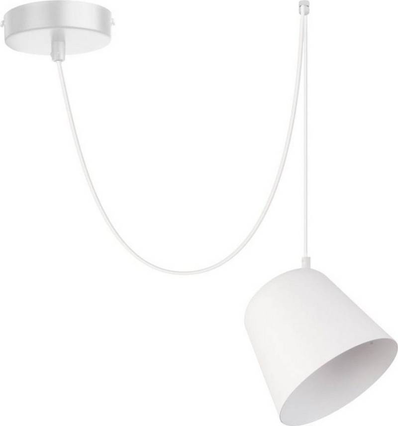 Licht-Erlebnisse Pendelleuchte JAWA, ohne Leuchtmittel, Designer Pendelleuchte Weiß Metallschirm flexibel modern Hängelampe von Licht-Erlebnisse