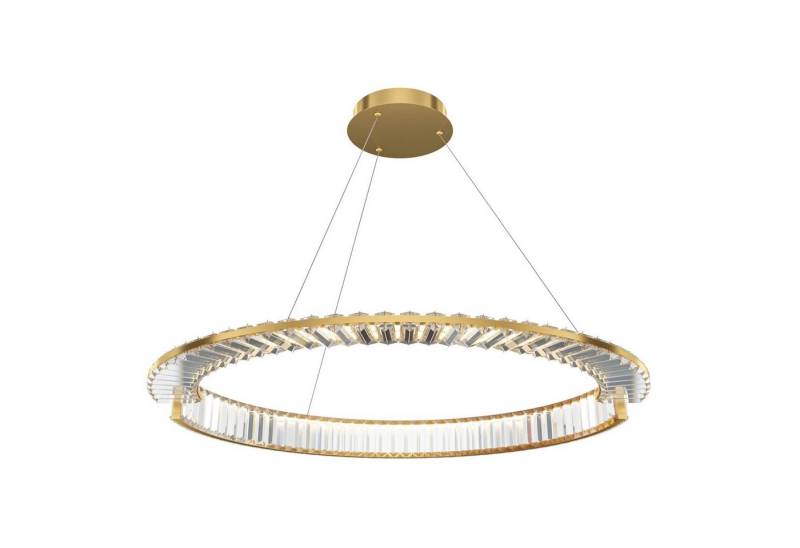 Licht-Erlebnisse Pendelleuchte JOVAQ, LED fest integriert, Warmweiß, LED Metall Glas D: 80 cm rund H: max. 130 cm in Messing 2925 lm Licht-Erlebnisse Pendelleuchte JOVAQ, LED fest integriert, Warmweiß, LED Metall Glas D: 80 cm rund H: max. 130 cm in Messing 2925 lm von Licht-Erlebnisse