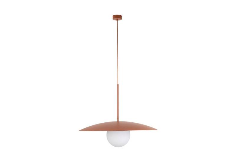 Licht-Erlebnisse Pendelleuchte KOSALFA, ohne Leuchtmittel, Glas Metall H: max. 163 cm rund D: 65 cm Ziegelrot Weiß E27 von Licht-Erlebnisse