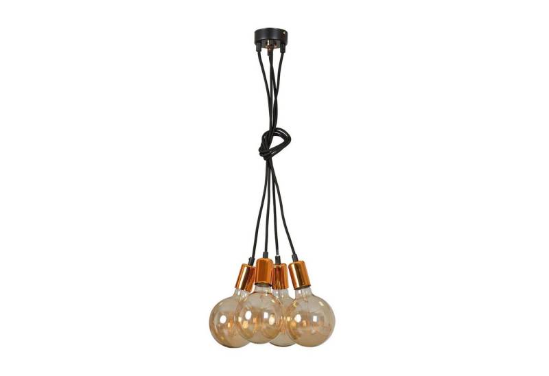 Licht-Erlebnisse Pendelleuchte LEONIE, ohne Leuchtmittel, Hängelampe Retro Schwarz Kupfer 4-flammig vielseitig Esszimmer von Licht-Erlebnisse