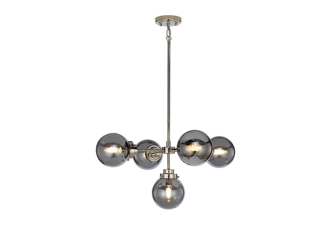 Licht-Erlebnisse Pendelleuchte LILINIA, ohne Leuchtmittel, Hängeleuchte Grau Nickel E14 Glas Metall Retro Hängelampe Esszimmer von Licht-Erlebnisse