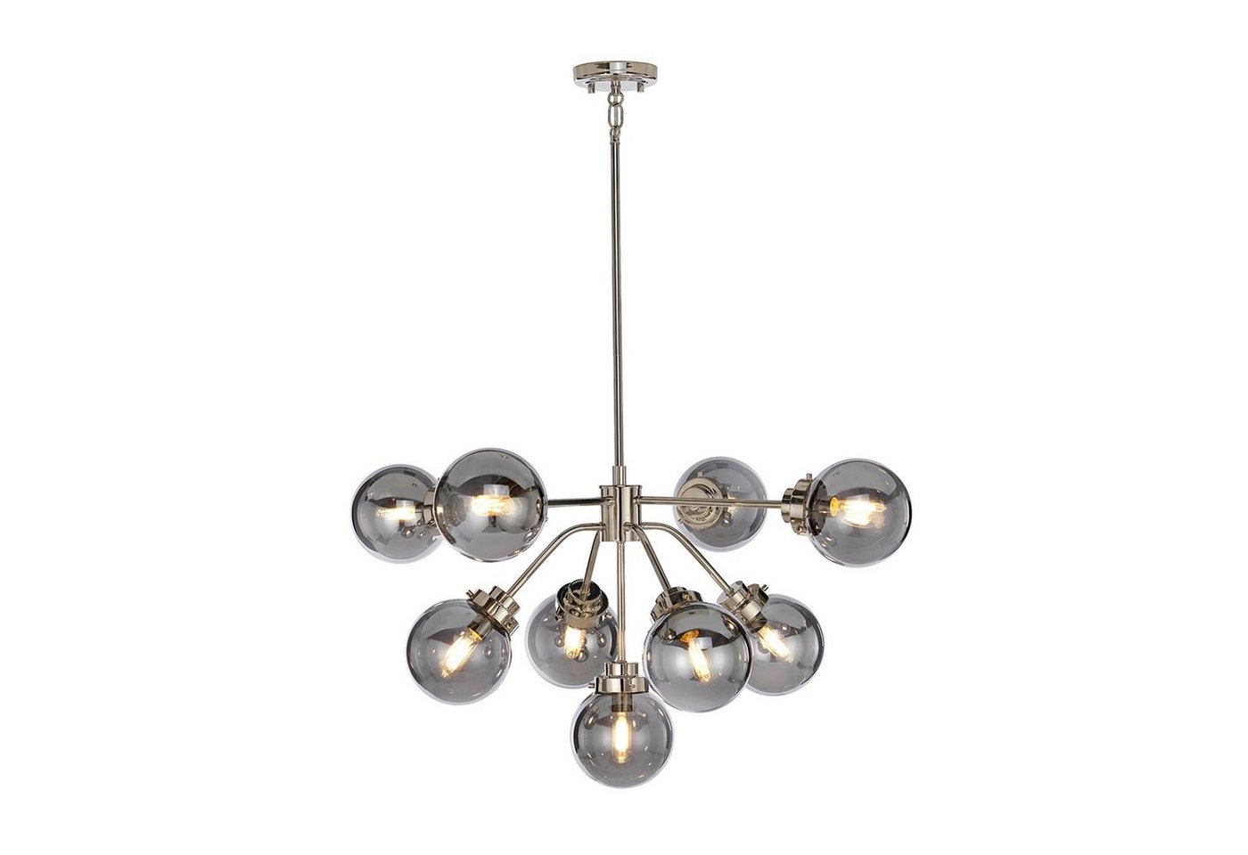 Licht-Erlebnisse Pendelleuchte LILINIA, ohne Leuchtmittel, Hängeleuchte Grau Nickel E14 Glas Metall Retro Hängelampe Wohnzimmer von Licht-Erlebnisse