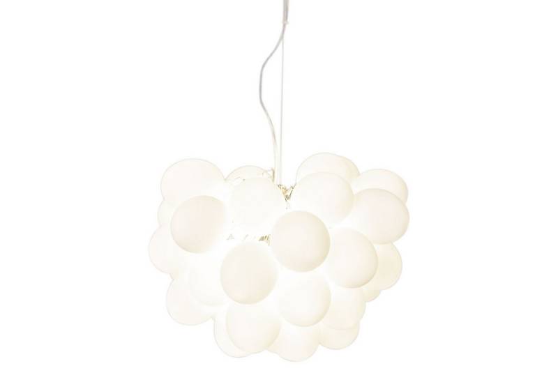 Licht-Erlebnisse Pendelleuchte MAGNUS, ohne Leuchtmittel, Weiß Chrom aus Glas Metall 50 cm breit H: max. 120 cm für 8x G9 von Licht-Erlebnisse