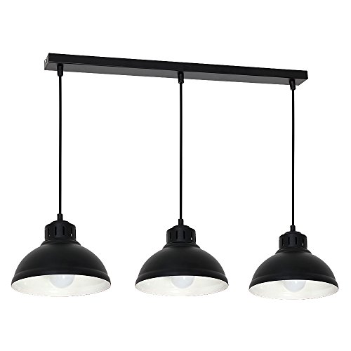 Licht-Erlebnisse Pendelleuchte Metall Schwarz Esstisch Esszimmer 75 cm E27 max. 60 Watt längliche Industrial Hängelampe Wohnzimmer SVEN von Licht-Erlebnisse