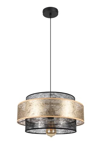 Licht-Erlebnisse Pendelleuchte Metall Stoff Schwarz Gold Wohnzimmer Esstisch L:40 cm E27 blendarm gemütlich elegant stilvoll Esszimmer Hängelampe AIGLIN Licht-Erlebnisse Pendelleuchte Metall Stoff Schwarz Gold Wohnzimmer Esstisch L:40 cm E27 blendarm gemütlich elegant stilvoll Esszimmer Hängelampe AIGLIN von Licht-Erlebnisse
