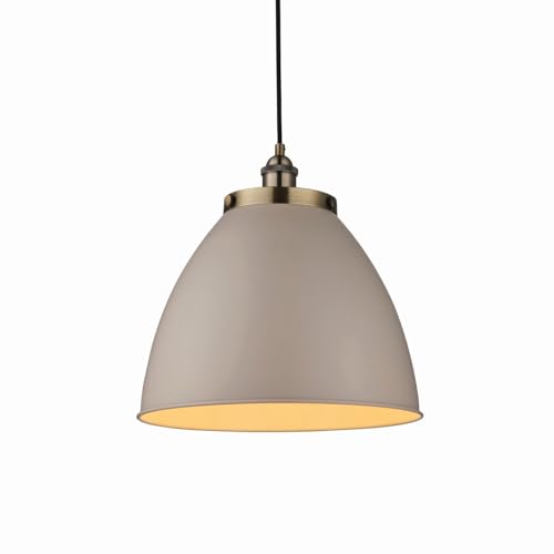 Licht-Erlebnisse Pendelleuchte Metall in Taupe Messing antik Ø 23,5 cm H: max. 146 cm Metall Vintage Design Hängelampe Wohnzimmer Hängeleuchte Esstisch von Licht-Erlebnisse