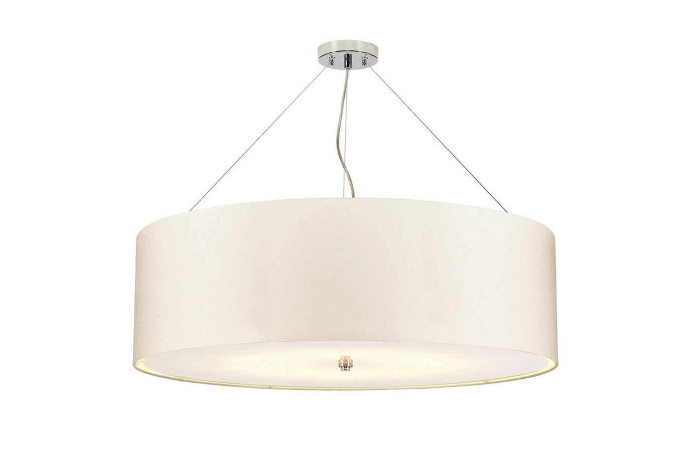 Licht-Erlebnisse Pendelleuchte NASIA, ohne Leuchtmittel, Hängelampe rund Ø86cm Stoffschirm 7x E27 in Creme Chrom Esszimmer von Licht-Erlebnisse