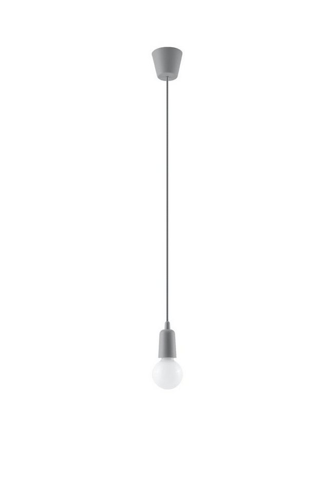 Licht-Erlebnisse Pendelleuchte NESSA, ohne Leuchtmittel, Pendellampe Retro Grau verstellbar bis 90cm E27 Esszimmer Wohnzimmer von Licht-Erlebnisse