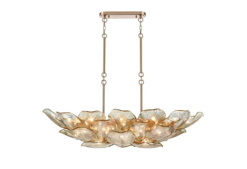 Licht-Erlebnisse Pendelleuchte NOSTRA, ohne Leuchtmittel, groß 134 cm lang H: max. 132 cm verstellbar in Messing 26x E14 Modern von Licht-Erlebnisse