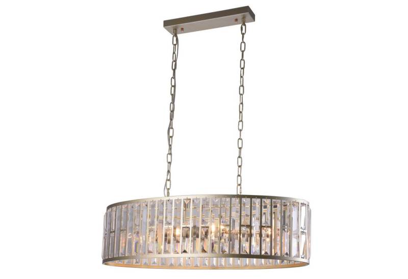 Licht-Erlebnisse Pendelleuchte NYBODA, ohne Leuchtmittel, Esstisch 78cm lang H: max. 130cm verstellbar Metall Kristall Art Déco von Licht-Erlebnisse