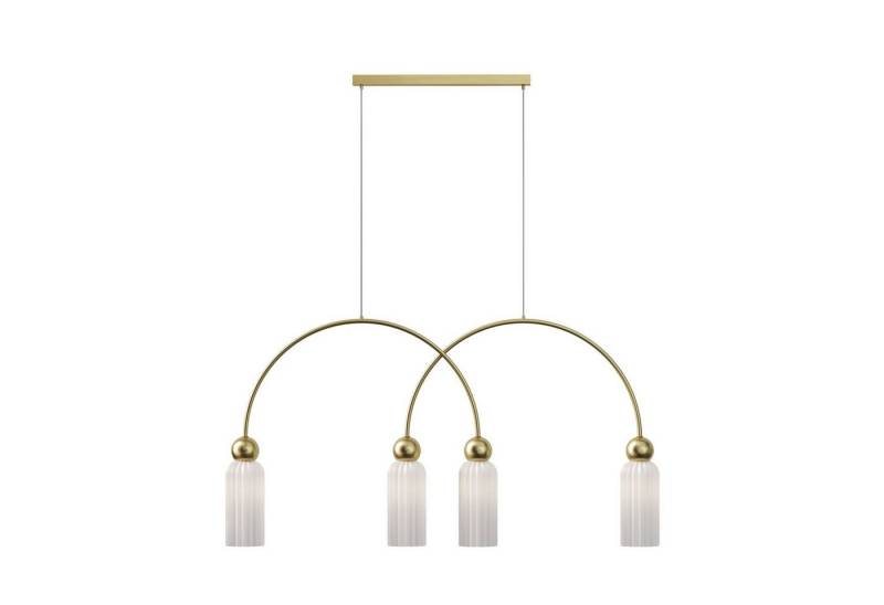 Licht-Erlebnisse Pendelleuchte ORNO, ohne Leuchtmittel, Glas Metall E14 H: max. 60 cm in Gold Weiß 4-flammig länglich Modern Licht-Erlebnisse Pendelleuchte ORNO, ohne Leuchtmittel, Glas Metall E14 H: max. 60 cm in Gold Weiß 4-flammig länglich Modern von Licht-Erlebnisse