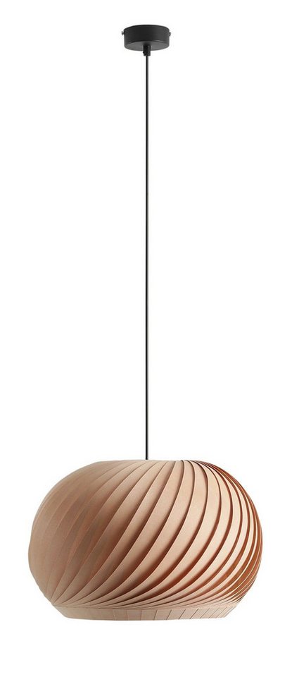 Licht-Erlebnisse Pendelleuchte PEXAL, ohne Leuchtmittel, Holz Metall E27 B: 40 cm H: max. 200 cm Schwarz rund Hängelampe von Licht-Erlebnisse