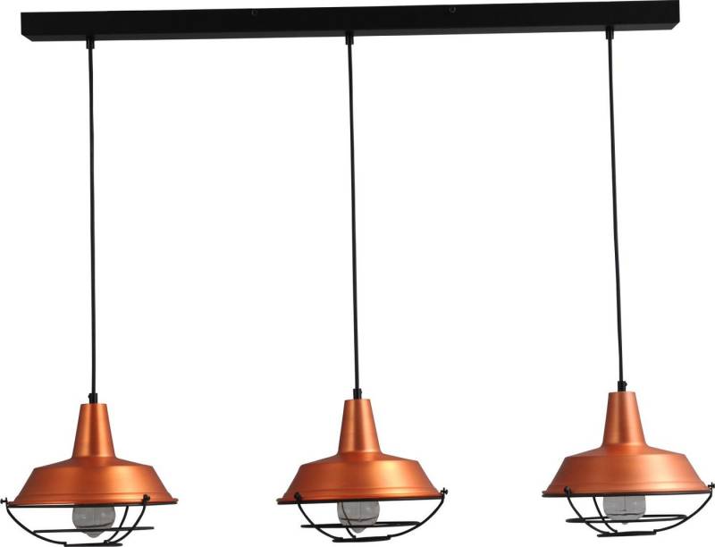 Licht-Erlebnisse Pendelleuchte PRATO, ohne Leuchtmittel, Hängelampe Metall Schwarz Kupfer E27 Industrial Hängeleuchte Esstisch von Licht-Erlebnisse