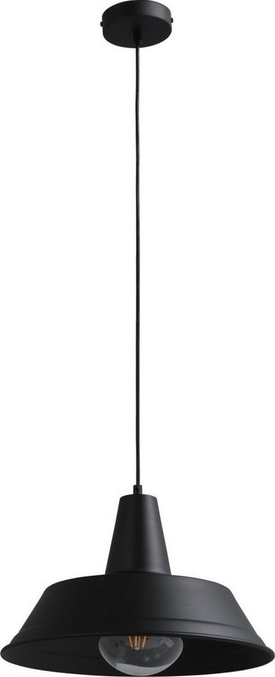 Licht-Erlebnisse Pendelleuchte PRATO, ohne Leuchtmittel, Hängelampe Metall in Schwarz E27 Ø 35 cm Industrie Design Hängeleuchte von Licht-Erlebnisse