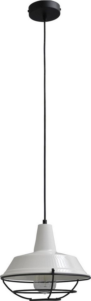 Licht-Erlebnisse Pendelleuchte PRATO, ohne Leuchtmittel, Hängeleuchte Metall Ø 25 cm E27 in Schwarz Weiß Industrie Design von Licht-Erlebnisse