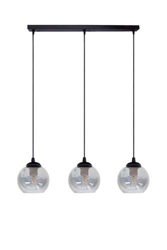 Pendelleuchte Rauchglas Metall Schwarz Esstisch Küche L:62 cm E27 bis 60 W gemütlich Kugeln 3-flammig blendarme Hängelampe Esszimmer STAMGUI Pendelleuchte Rauchglas Metall Schwarz Esstisch Küche L:62 cm E27 bis 60 W gemütlich Kugeln 3-flammig blendarme Hängelampe Esszimmer STAMGUI von Licht-Erlebnisse