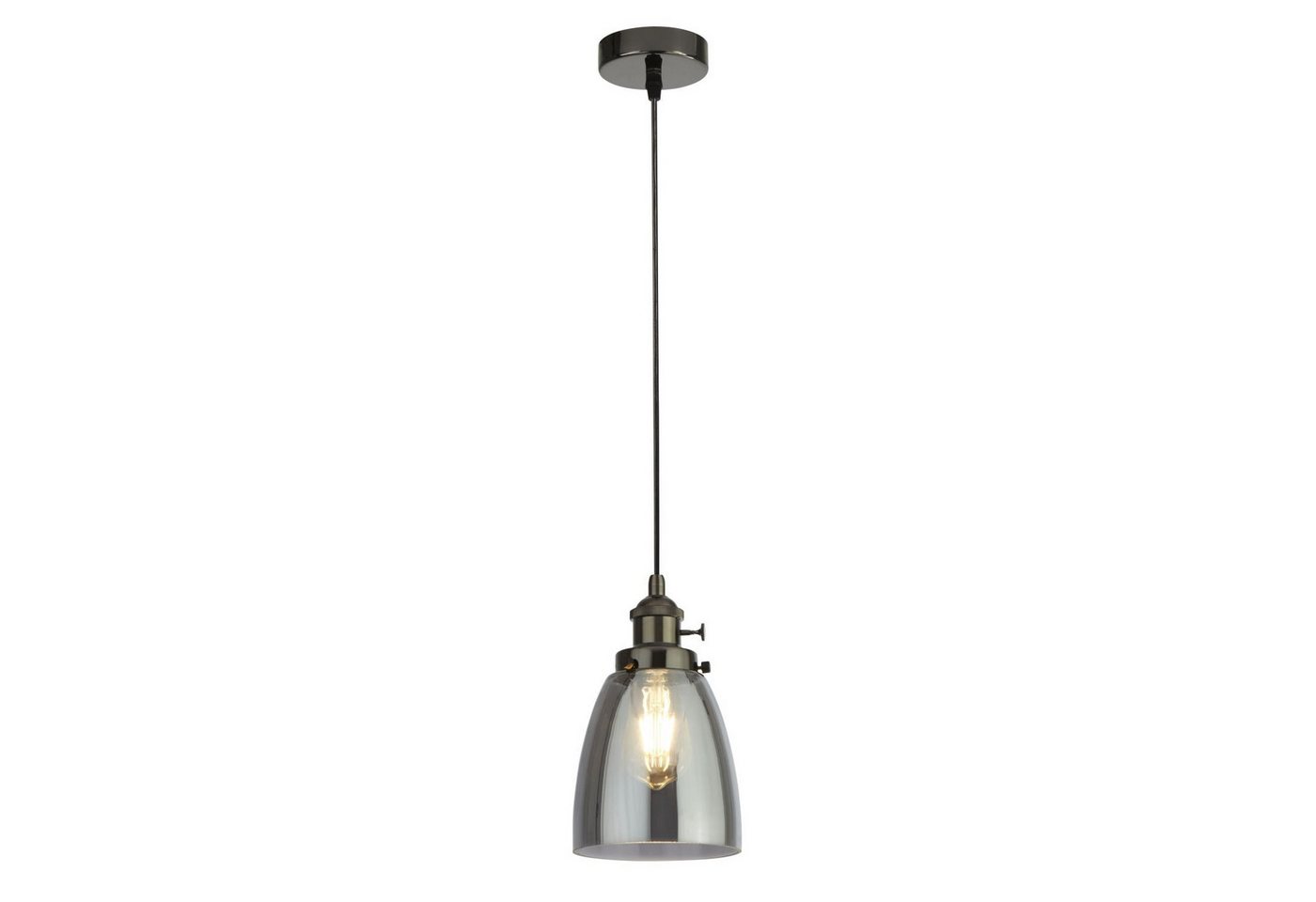 Licht-Erlebnisse Pendelleuchte SERGIO, ohne Leuchtmittel, Schwarz Rauchgrau E27 D: 14 cm Glas Metall Retro Wohnzimmer Licht-Erlebnisse Pendelleuchte SERGIO, ohne Leuchtmittel, Schwarz Rauchgrau E27 D: 14 cm Glas Metall Retro Wohnzimmer von Licht-Erlebnisse