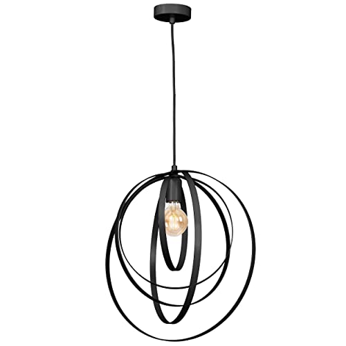 Licht-Erlebnisse Pendelleuchte Schwarz Metall verstellbar rund Ø45cm Modern E27 Hängelampe Esszimmer Wohnzimmer von Licht-Erlebnisse