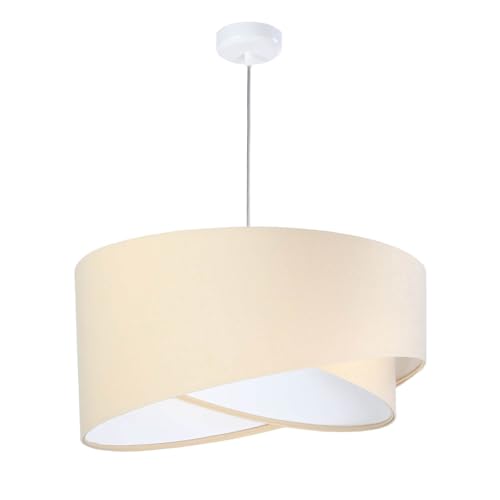 Licht-Erlebnisse Pendelleuchte Stoff Metall in Creme Weiß Wohnzimmer Esszimmer L:50 cm E27 Doppelschirm rund Design Hängelampe Esstisch MADAN Licht-Erlebnisse Pendelleuchte Stoff Metall in Creme Weiß Wohnzimmer Esszimmer L:50 cm E27 Doppelschirm rund Design Hängelampe Esstisch MADAN von Licht-Erlebnisse