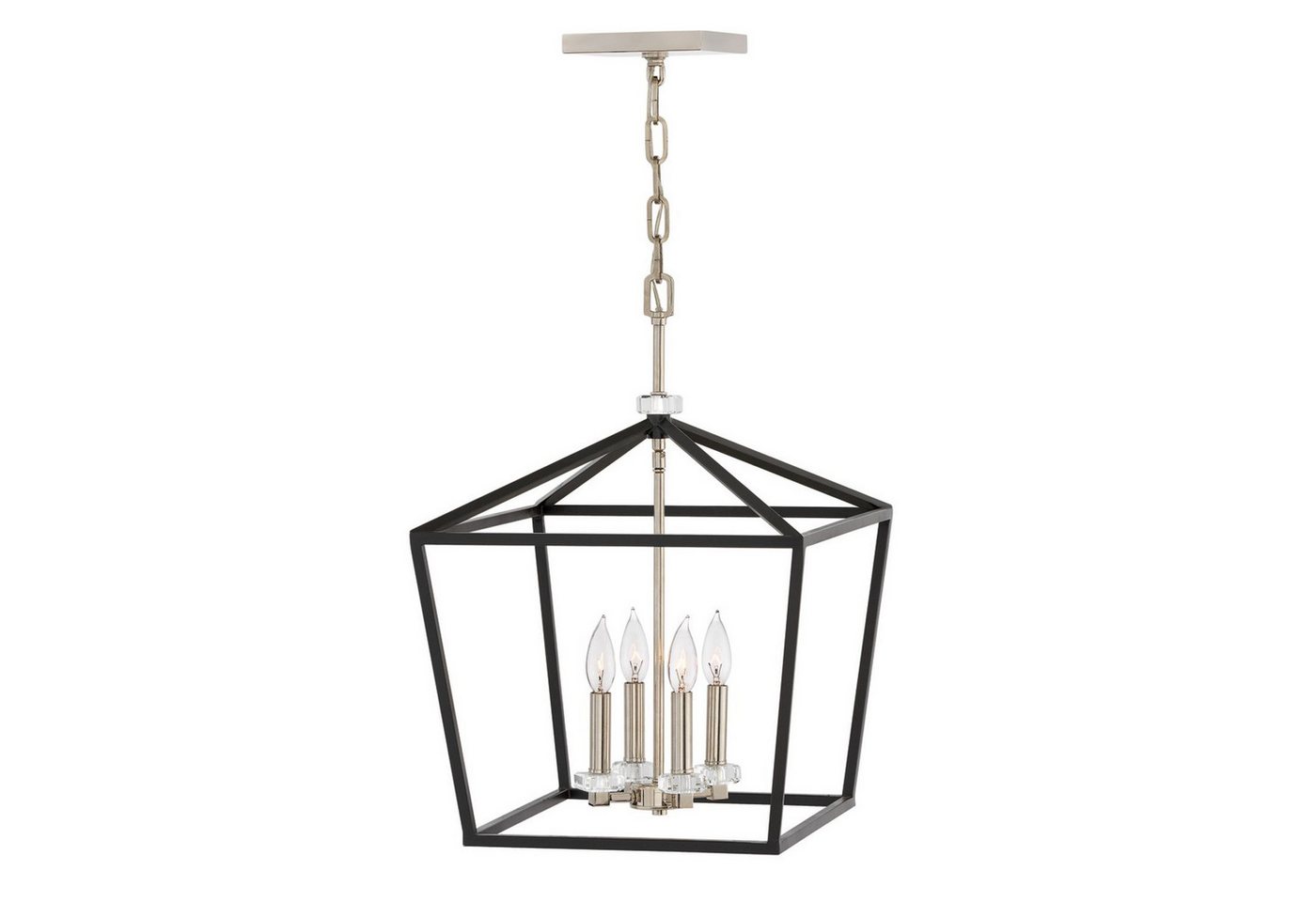 Licht-Erlebnisse Pendelleuchte TARIN, ohne Leuchtmittel, Metall E14 B: 40,5 cm H: max. 216,9 cm Kristall 4-flammig von Licht-Erlebnisse