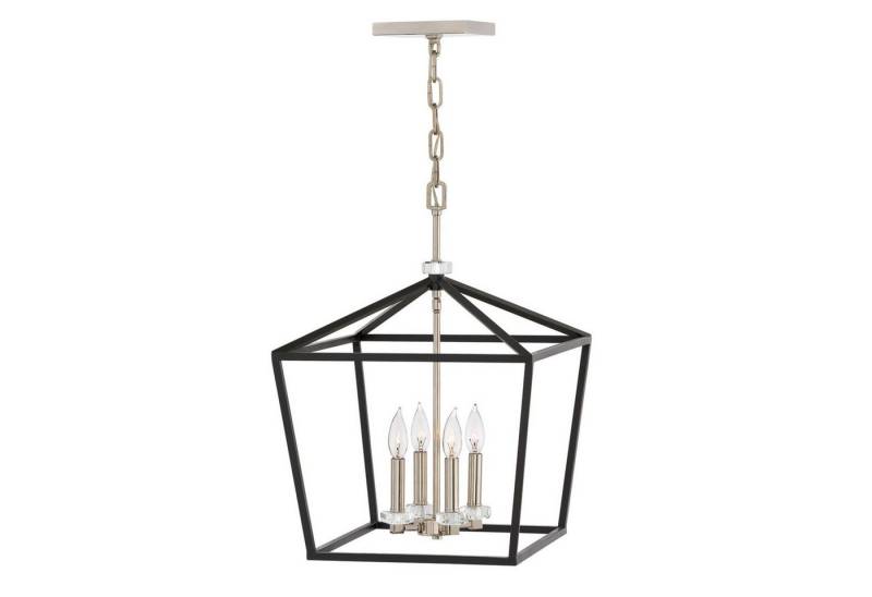 Licht-Erlebnisse Pendelleuchte TARIN, ohne Leuchtmittel, Metall E14 B: 40,5 cm H: max. 216,9 cm Kristall 4-flammig von Licht-Erlebnisse