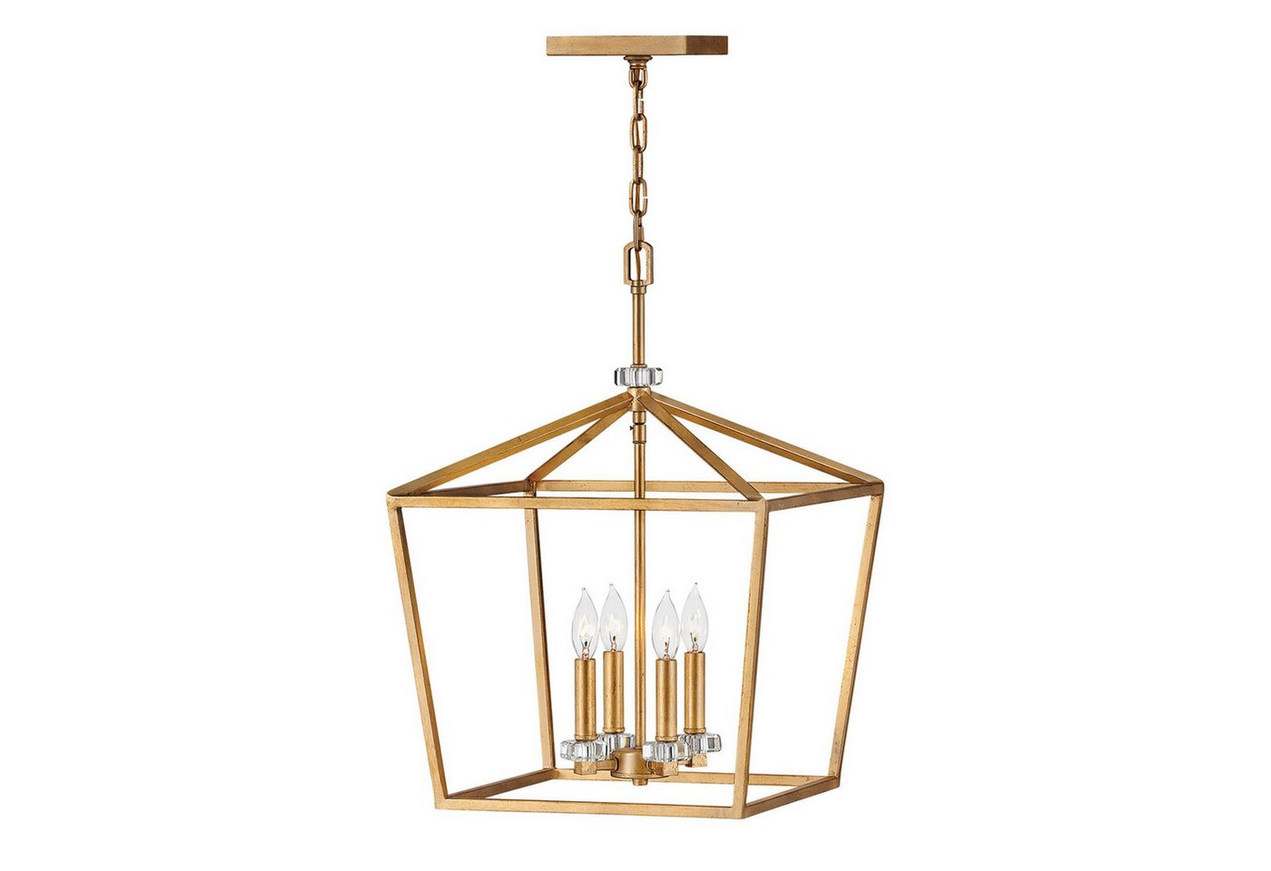 Licht-Erlebnisse Pendelleuchte TARIN, ohne Leuchtmittel, Metall E14 B: 40,5 cm H: max. 216,9 cm in Messing Antik 4-flammig von Licht-Erlebnisse